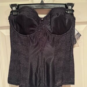 Dominique Black Satin & Lace Bustier